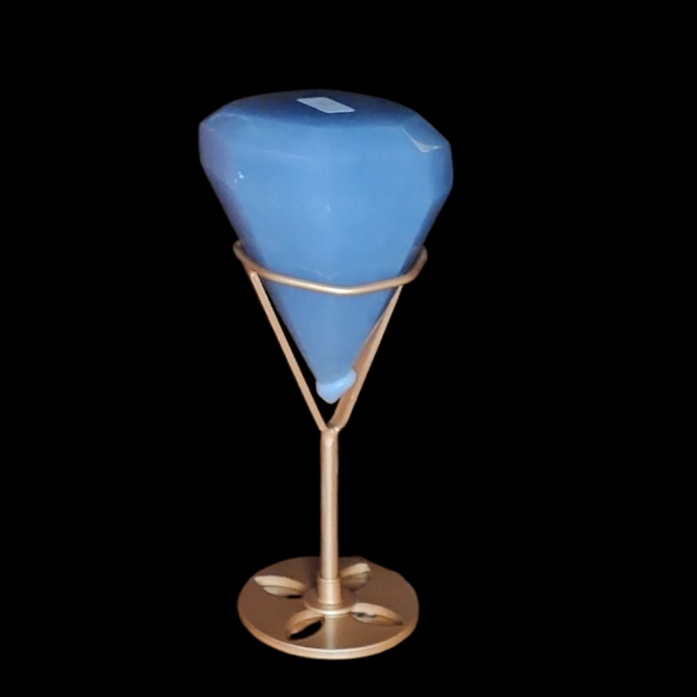 High Quality Carved Angelite Diamond With Stand. 348g